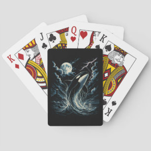 Vintage Orca Midnight Moon 90s Killer Whale Playing Cards