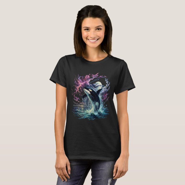Vintage Orca Moon Lightning T-Shirt (Front Full)