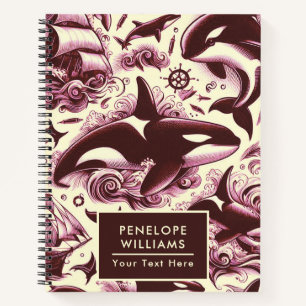 Vintage Orca Nautical Seamless Notebook
