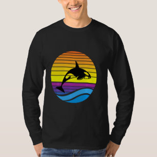 Vintage Orca Sunset Retro Sun Colourful Silhouette T-Shirt