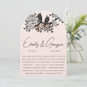 Vintage Orchard Bloom Love Birds Wedding Invitation