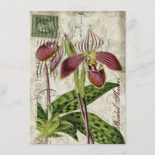 vintage orchid floral bridal shower tea party invitation