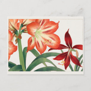 Vintage orchid flower, ukiyo e artwork postcard