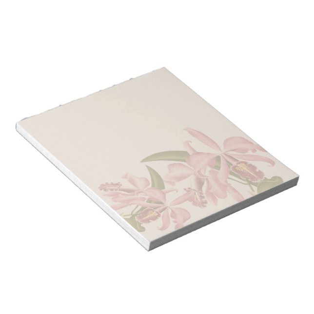 Vintage Orchid Flowers Notepad (Angled)