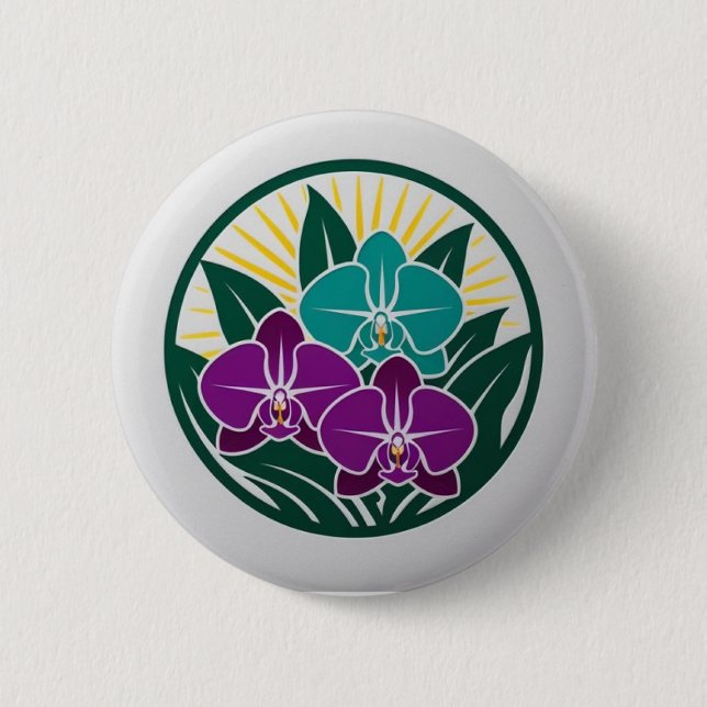 Vintage Orchid Garden Button – Timeless Elegance i (Front)