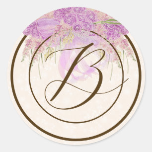 Vintage Orchid Ombré Bow and Bouquet-RB Classic Round Sticker