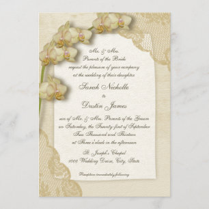 Vintage Orchids and Lace Wedding Invitation