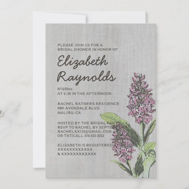Vintage Orchids Bridal Shower Invitations (Front)