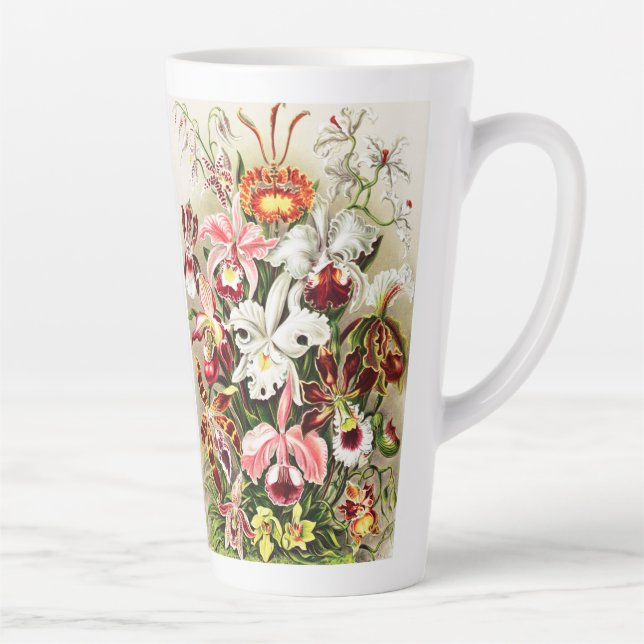 Vintage Orchids Illustration Latte Mug (Right)