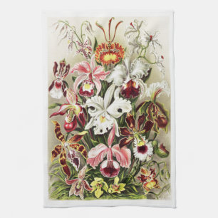 Vintage Orchids Illustration Tea Towel