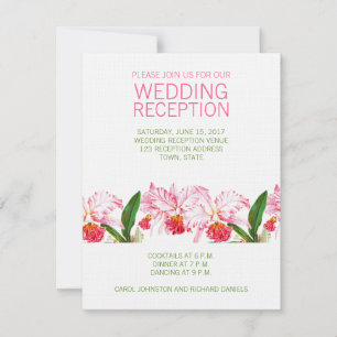 VINTAGE ORCHIDS WEDDING RECEPTION   PINK GREEN INVITATION