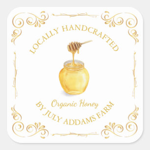Vintage Organic Honey Square Label
