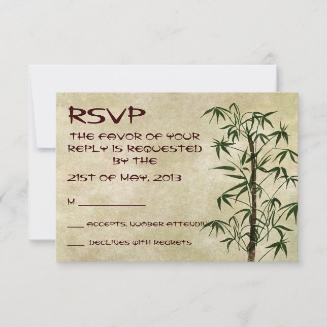 Vintage Oriental Bamboo 1 RSVP Card (Front)