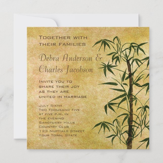 Vintage Oriental Bamboo 2 Wedding Invitation (Front)