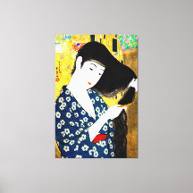 Vintage Oriental Japanese Woman Combing Her Hair C