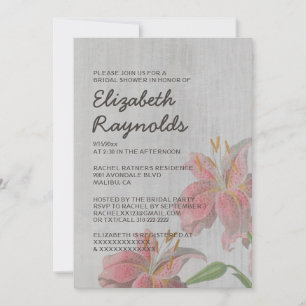Vintage Oriental Lily Bridal Shower Invitations