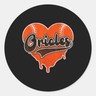 Vintage Oriole Cute Hearts Clic Gifts For Men Wome Classic Round Sticker