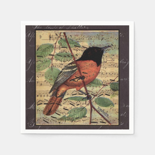 Vintage Oriole On  Music Napkin (Front)