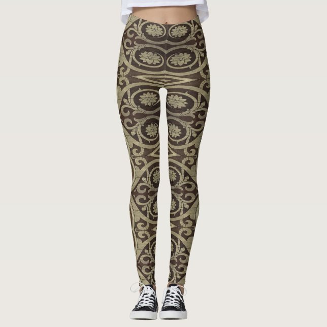 Vintage ornament abstract pattern leggings (Front)