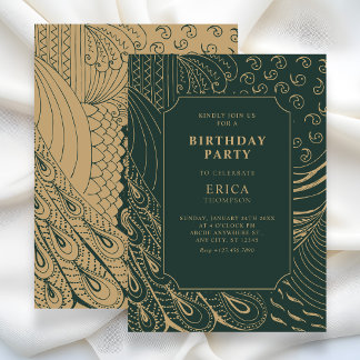 Vintage ornament art birthday invitation