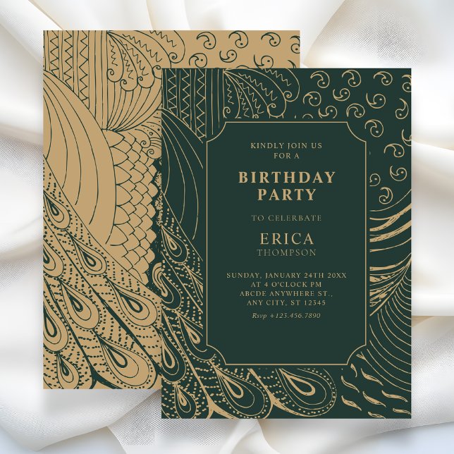 Vintage ornament art birthday invitation (Creator Uploaded)