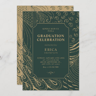 Vintage ornament art graduation invitation