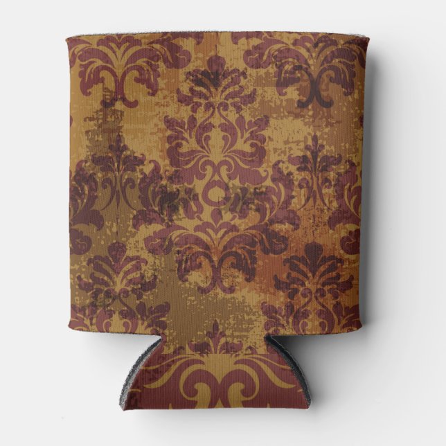 Vintage ornament, baroque rococo texture. can cooler (Front)