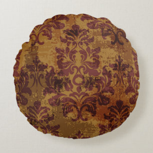 Vintage ornament, baroque rococo texture. round cushion