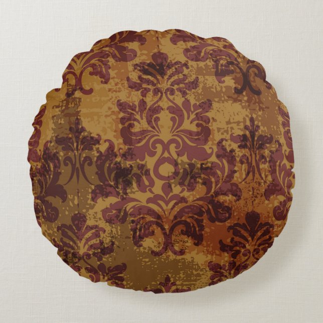 Vintage ornament, baroque rococo texture. round cushion (Front)