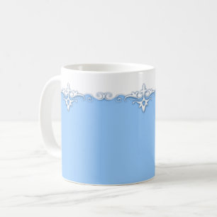 Vintage ornament border light blue coffee mug