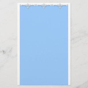 Vintage ornament border light blue stationery