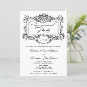Vintage Ornament Design Engagement Party Invitation