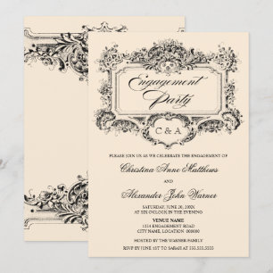 Vintage Ornament Engagement Party Invitation