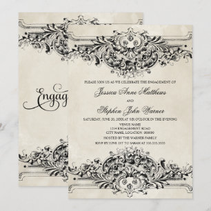 Vintage Ornament Engagement Party Invitation