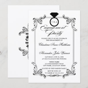 Vintage Ornament Engagement Party Invitation