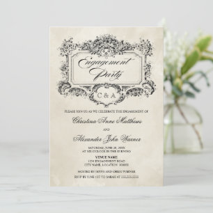 Vintage Ornament Engagement Party Invitation