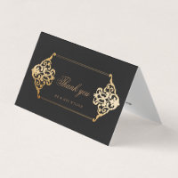 Vintage ornament faux gold foil Thank You Card