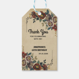 Vintage Ornament Floral Birthday Thank You Gift Tags