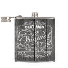 Vintage Ornament On Rustic Dark Wood Wedding Flask