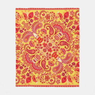 vintage ornament paisley bandana print, silk neck fleece blanket