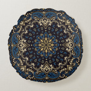 vintage ornament paisley Bandanna Print, silk neck Round Cushion