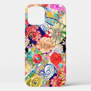 vintage ornament paisley, skulls and bones Bandann iPhone 12 Case