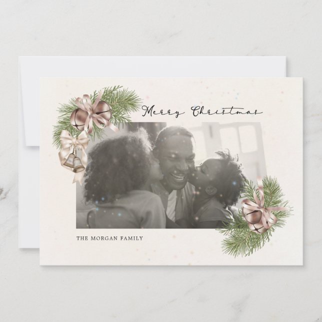 vintage ornament Photo overlay Holiday card (Front)