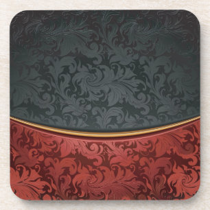 Vintage ornament red and black coaster