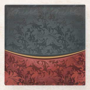 Vintage ornament red and black glass coaster