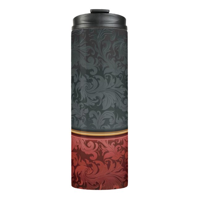 Vintage ornament red and black thermal tumbler (Front)