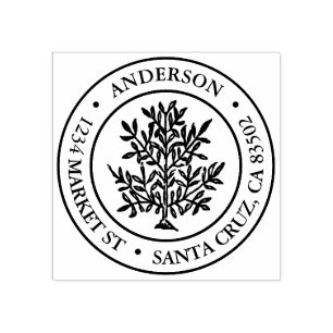 Vintage Ornament Round Return Address Rubber Stamp