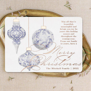 Vintage Ornament Watercolor No Photo Foil Holiday Card