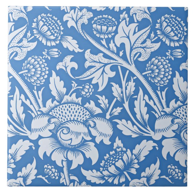 Vintage ornamental blue pattern tile (Front)