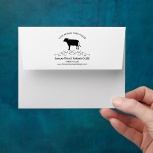 Vintage Ornamental Cow Traditional Farmhouse Des Envelope